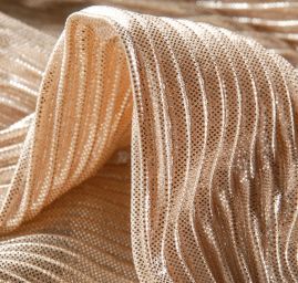 Pletenina plise lamé béžovostříbrná