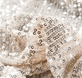 Pružný tyl výšivka stříbrné flitry