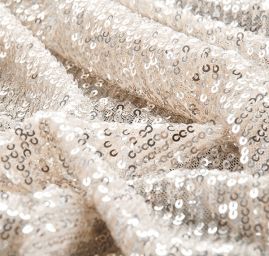 Pružný tyl výšivka stříbrné flitry