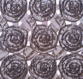 Efektní tkanina stužková aplikace růže antracit