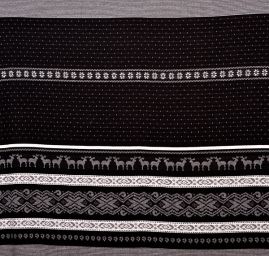 Úplet imitácia nórsky vzor motív jeleňov čierny