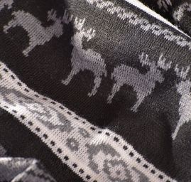 Úplet imitácia nórsky vzor motív jeleňov čierny