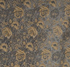Hedvábný brokát šanžán květy růží zlatošedý