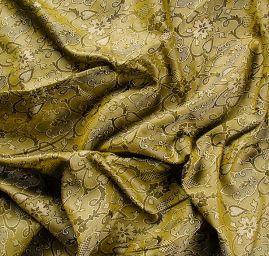 Hedvábný borkát šanžán ornamenty zelený