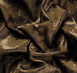 Vyšívaný taft jemný květinový motiv olivový