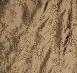 Vyšívaný taft jemný květinový motiv olivový