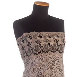 Krajka vzorový tyl s bordurou hrubé krajky šedá