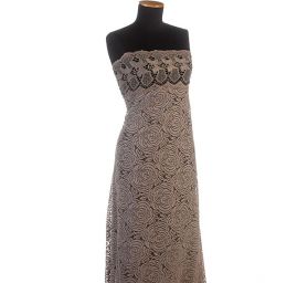 Krajka vzorový tyl s bordurou hrubé krajky šedá