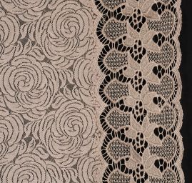 Krajka vzorový tyl s bordurou hrubé krajky šedá