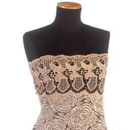 Krajka vzorový tyl s bordurou hrubé krajky tělová