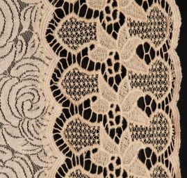 Krajka vzorový tyl s bordurou hrubé krajky tělová