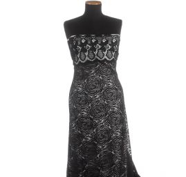 Krajka vzorový tyl s bordurou hrubé krajky černá