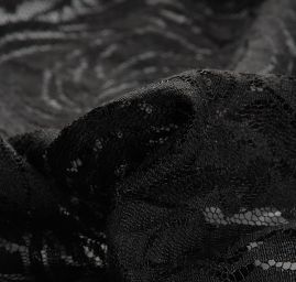 Krajka vzorový tyl s bordurou hrubé krajky černá