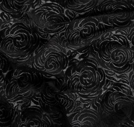 Krajka vzorový tyl s bordurou hrubé krajky černá