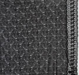 Krajka vzorový tyl s bordurou hrubé krajky černá