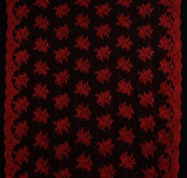 Krajka na vzorovém tylu květy vínová