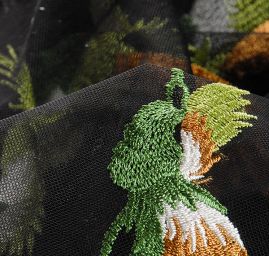 Krajka výšivka na tylu fénix zelená