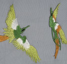 Krajka výšivka na tylu fénix zelená