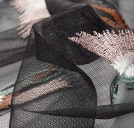 Krajka výšivka na tylu fénix starorůžový