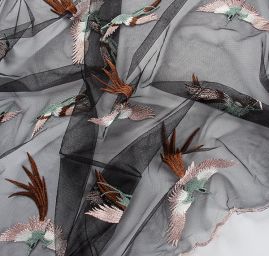 Krajka výšivka na tylu fénix starorůžový