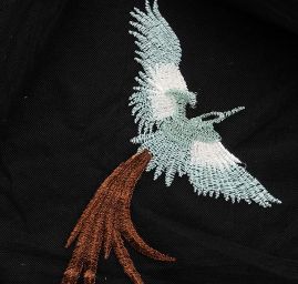 Krajka výšivka na tylu fénix pistácie