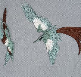 Krajka výšivka na tylu fénix pistácie