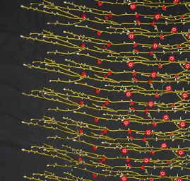 Krajka výšivka na tylu květy šedý tyl