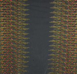 Tyl s výšivkou květů červenorůžových bílý