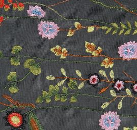 Krajka výšivka na tylu louka/motýlci bílý tyl