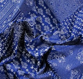 Bavlněná látka modrotisk slovácký motiv 
