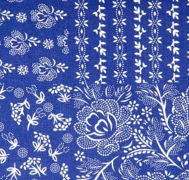 Bavlněná látka modrotisk slovácký motiv 