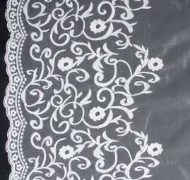 Krajka jemná tylová výšivka bordura stříbrná