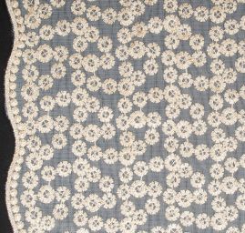 Krajka jemná tylová výšivka s rexem zlatavá