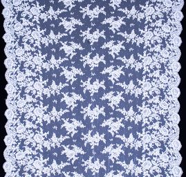 Krajka výšivka na tylu s korálky a rokajlem bílá