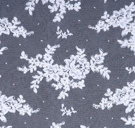 Krajka výšivka na tylu květinový motiv bílá