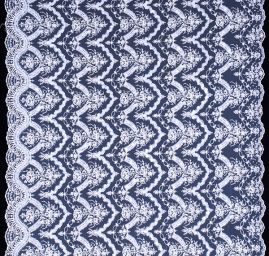 Krajka výšivka na tylu s korálky a rokajlem