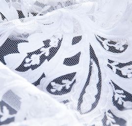 Efektní krajka vyšívaný tyl v barvě slonové kosti