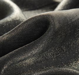 Lamé šatová látka zlatočerná