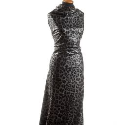 Lamé úplet stříbrný tisk hadí kůže