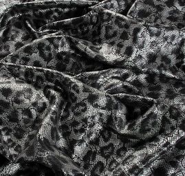 Lamé úplet stříbrný tisk hadí kůže