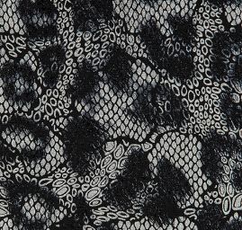 Lamé úplet stříbrný tisk hadí kůže