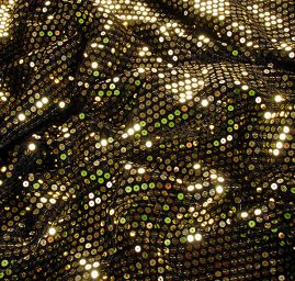 Flitrová sametová látka zlatá/černá