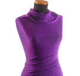 Lamé úplet pletenina fialové barvy