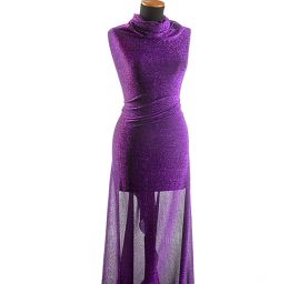 Lamé úplet pletenina fialové barvy