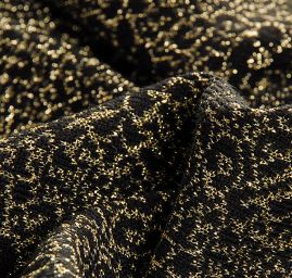 Úplet žakár květy zlatá černá