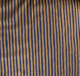 Bavlněná látka vánoční vzor zlaté a modré proužky