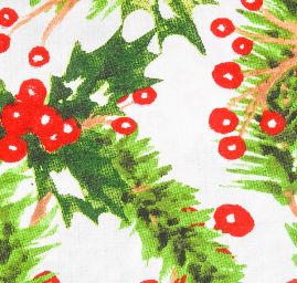 Bavlněná látka vánoční vzor cesmína