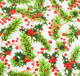 Bavlněná látka vánoční vzor cesmína