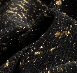 Kostýmová látka plastický vzor černozlaté barvy