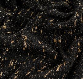 Kostýmová látka plastický vzor černozlaté barvy